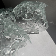 12.2 | 3mm float glass, kiln, plaster, mould, pen, pencil, marker, tracing paper | 06.02.2023 - tbc. | glass art work, constructivism, glass artist based in uk, from hong kong, new materialism, vitality, destruct and reconstruct, entropy