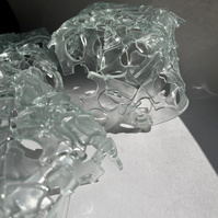 12.2 | 3mm float glass, kiln, plaster, mould, pen, pencil, marker, tracing paper | 06.02.2023 - tbc. | glass art work, constructivism, glass artist based in uk, from hong kong, new materialism, vitality, destruct and reconstruct, entropy