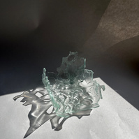12.2 | 3mm float glass, kiln, plaster, mould, pen, pencil, marker, tracing paper | 06.02.2023 - tbc. | glass art work, constructivism, glass artist based in uk, from hong kong, new materialism, vitality, destruct and reconstruct, entropy