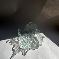 12.2 | 3mm float glass, kiln, plaster, mould, pen, pencil, marker, tracing paper | 06.02.2023 - tbc. | glass art work, constructivism, glass artist based in uk, from hong kong, new materialism, vitality, destruct and reconstruct, entropy
