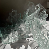 12.2 | 3mm float glass, kiln, plaster, mould, pen, pencil, marker, tracing paper | 06.02.2023 - tbc. | glass art work, constructivism, glass artist based in uk, from hong kong, new materialism, vitality, destruct and reconstruct, entropy