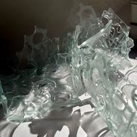 12.2 | 3mm float glass, kiln, plaster, mould, pen, pencil, marker, tracing paper | 06.02.2023 - tbc. | glass art work, constructivism, glass artist based in uk, from hong kong, new materialism, vitality, destruct and reconstruct, entropy
