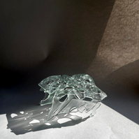 12.2 | 3mm float glass, kiln, plaster, mould, pen, pencil, marker, tracing paper | 06.02.2023 - tbc. | glass art work, constructivism, glass artist based in uk, from hong kong, new materialism, vitality, destruct and reconstruct, entropy