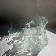 12.2 | 3mm float glass, kiln, plaster, mould, pen, pencil, marker, tracing paper | 06.02.2023 - tbc. | glass art work, constructivism, glass artist based in uk, from hong kong, new materialism, vitality, destruct and reconstruct, entropy