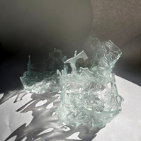 12.2 | 3mm float glass, kiln, plaster, mould, pen, pencil, marker, tracing paper | 06.02.2023 - tbc. | glass art work, constructivism, glass artist based in uk, from hong kong, new materialism, vitality, destruct and reconstruct, entropy