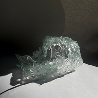 12.2 | 3mm float glass, kiln, plaster, mould, pen, pencil, marker, tracing paper | 06.02.2023 - tbc. | glass art work, constructivism, glass artist based in uk, from hong kong, new materialism, vitality, destruct and reconstruct, entropy