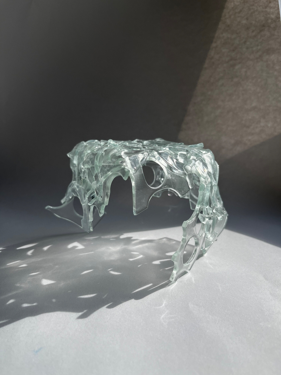 12.2 | 3mm float glass, kiln, plaster, mould, pen, pencil, marker, tracing paper | 06.02.2023 - tbc. | glass art work, constructivism, glass artist based in uk, from hong kong, new materialism, vitality, destruct and reconstruct, entropy