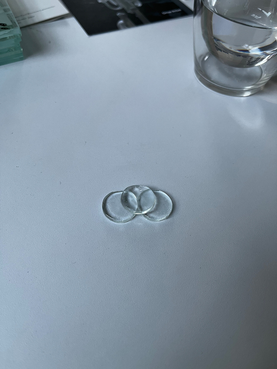 12.1.304 | 3mm float glass, drilling machine, grinder, plaster, fibre paper, kiln, water | 09.02.2023 | doryeek