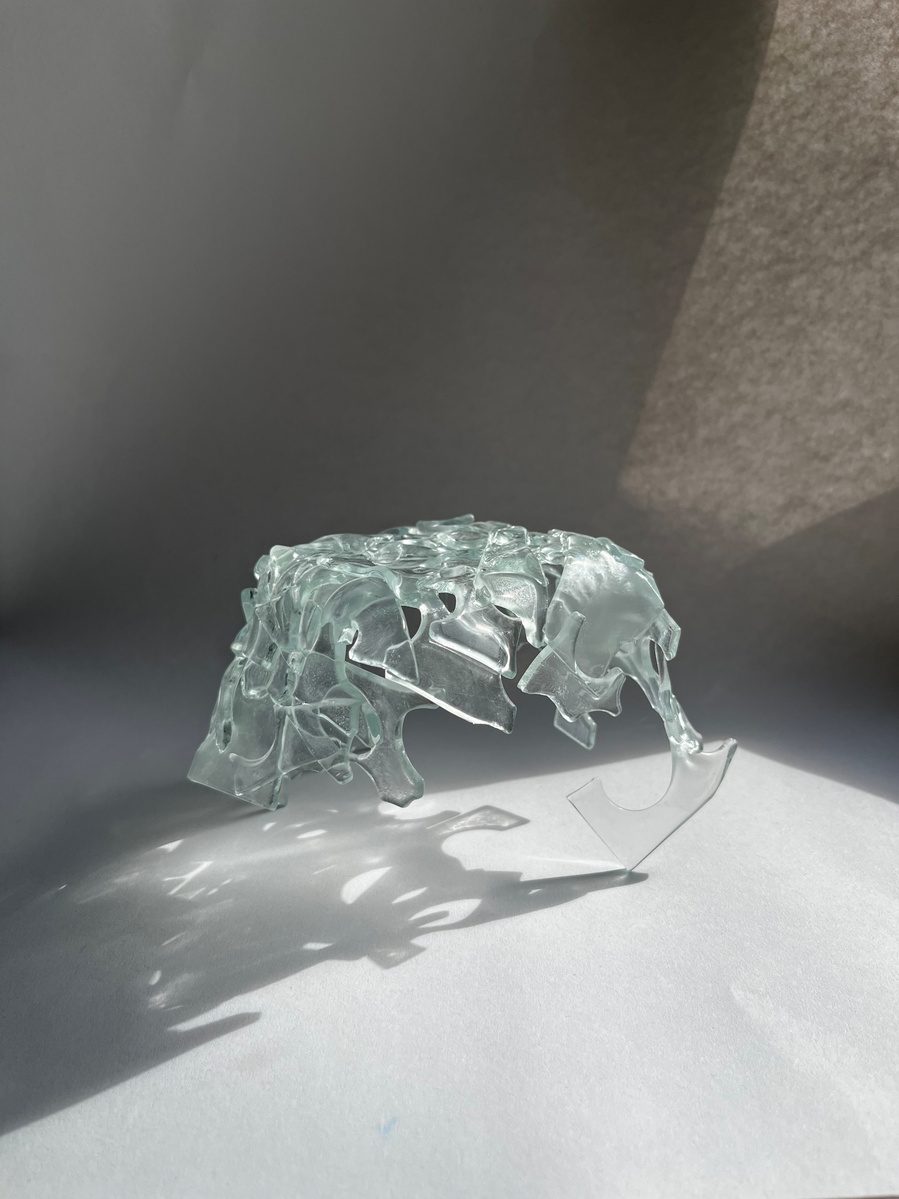 12.2 | 3mm float glass, kiln, plaster, mould, pen, pencil, marker, tracing paper | 06.02.2023 - tbc. | glass art work, constructivism, glass artist based in uk, from hong kong, new materialism, vitality, destruct and reconstruct, entropy