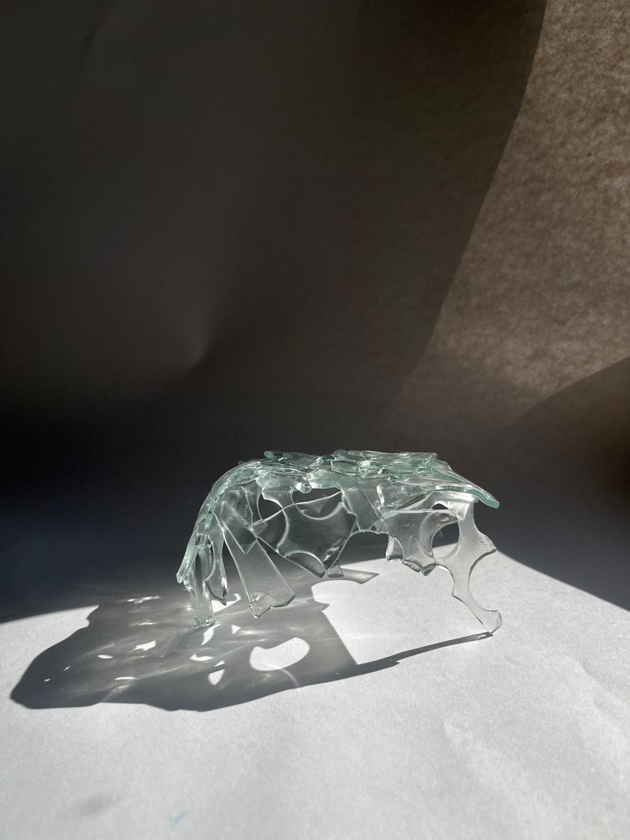 12.2 | 3mm float glass, kiln, plaster, mould, pen, pencil, marker, tracing paper | 06.02.2023 - tbc. | glass art work, constructivism, glass artist based in uk, from hong kong, new materialism, vitality, destruct and reconstruct, entropy