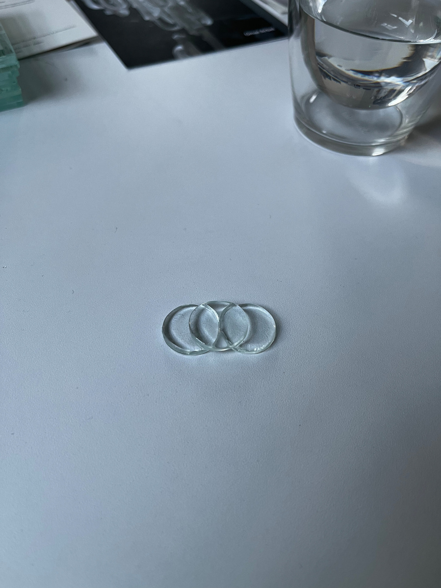 12.1.303 | 3mm float glass, drilling machine, grinder, plaster, fibre paper, kiln, water | 09.02.2023 | doryeek