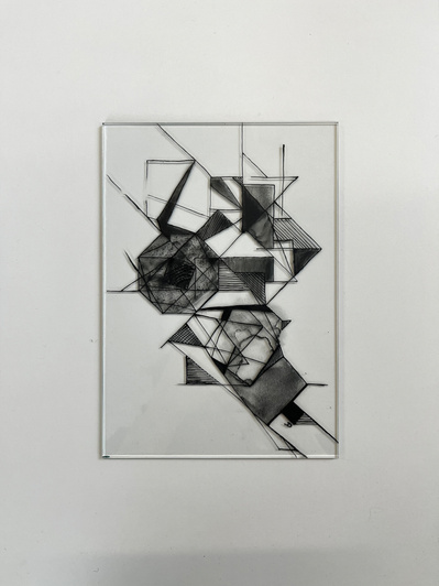 nib 3 4 | glass pigment, clove oil, float glass, nib pen | 06.03.2023 | doryeek
