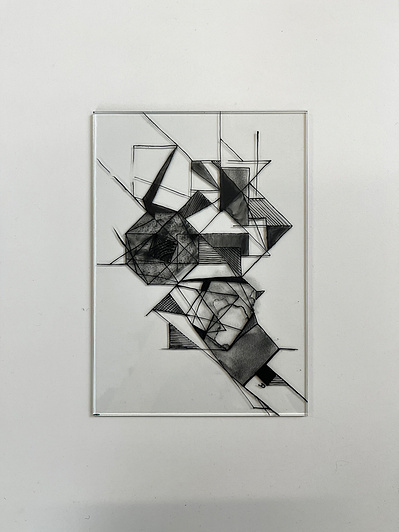 nib 3 4 | glass pigment, clove oil, float glass, nib pen | 06.03.2023 | doryeek