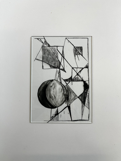 2913 1 | glass pigment, clove oil, float glass, nib pen | 06.03.2023 | doryeek