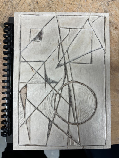 carving progress | MDF wood board, dremel tool, hand carving tool | 16.02.2023 | doryeek