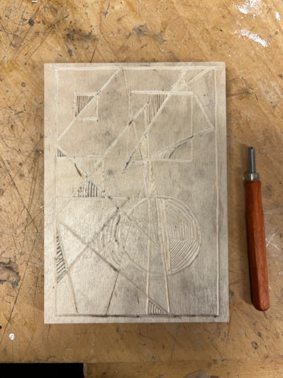 carving progress | MDF wood board, dremel tool, hand carving tool | 16.02.2023 | doryeek