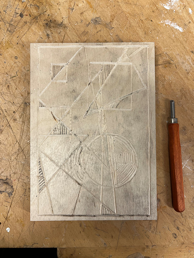 carving progress | MDF wood board, dremel tool, hand carving tool | 16.02.2023 | doryeek