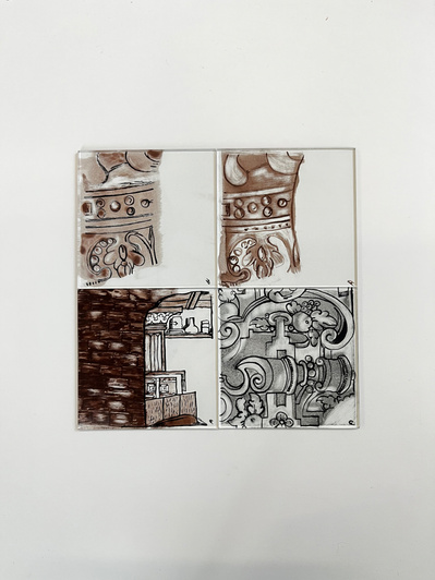 paint wet 1 | glass paint, sandblasted palette, vinegar, brush, float glass, stick, finger | 06.03.2023 | doryeek