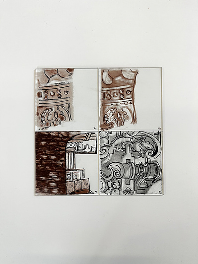paint wet 1 | glass paint, sandblasted palette, vinegar, brush, float glass, stick, finger | 06.03.2023 | doryeek