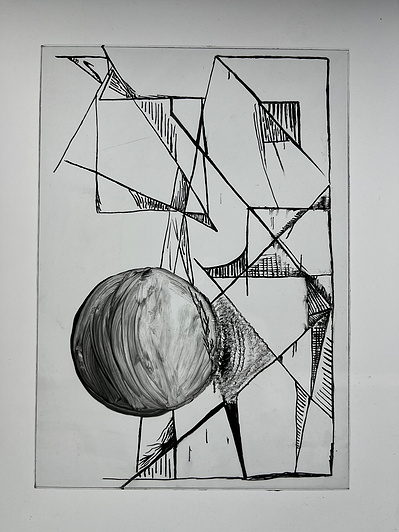 2913 5 | glass pigment, clove oil, float glass, nib pen | 06.03.2023 | doryeek
