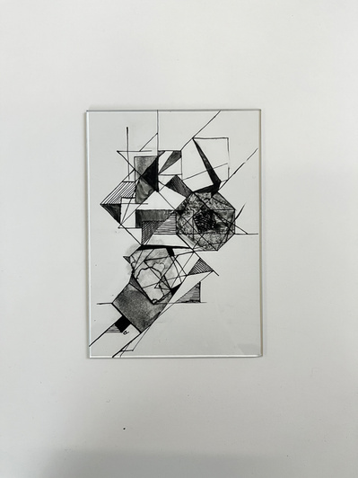 nib 3 3 | glass pigment, clove oil, float glass, nib pen | 06.03.2023 | doryeek
