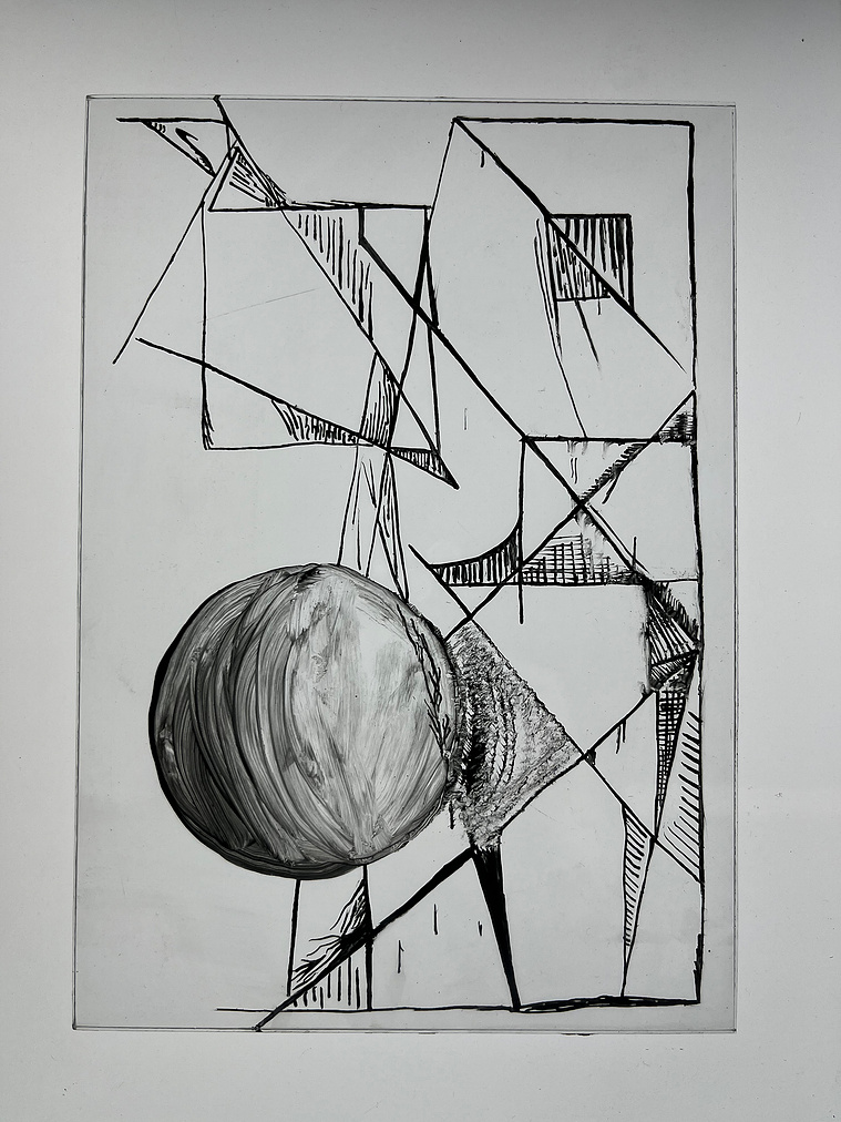 2913 | glass painting, nib pen, clove oil, black glass pigment | 24.02.2023 | doryeek 