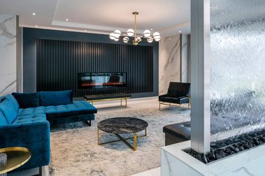 Interior architecture photo of the reception area at  the Marquise Phase III condo project in Laval