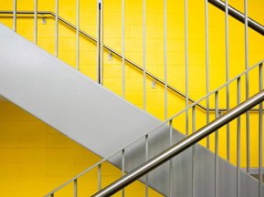 Detail photo of a staircase in a school