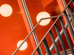 Detail photo of a staircase in a school