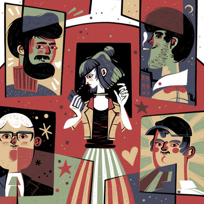 illustration éditoriale sur la rencontre en ligne