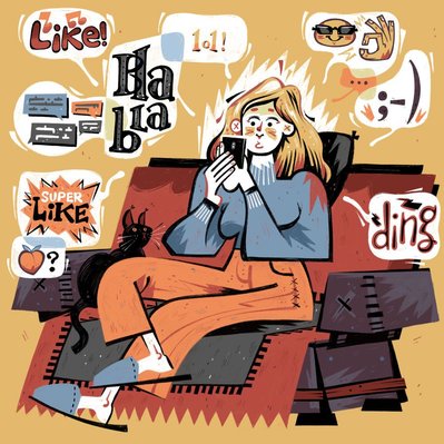illustration éditoriale sur la rencontre en ligne
