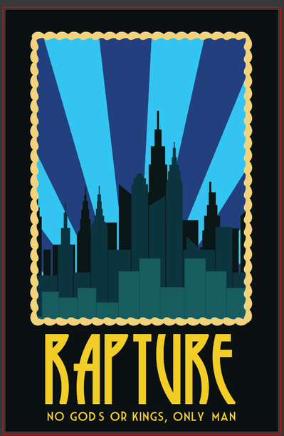 Rapture digital rendition with a rope like border, city name at the bottom and a quote underneath while the city is the center point of the poster