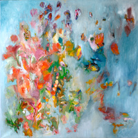 "Tropical Rain" oil painting on canvas by Irma Hameri.