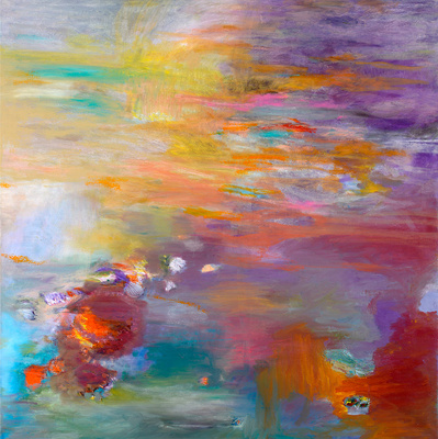 "Sun Scape" collar reflections a painting in acrylics and oil on canvas by Visual Artist Irma Hameri