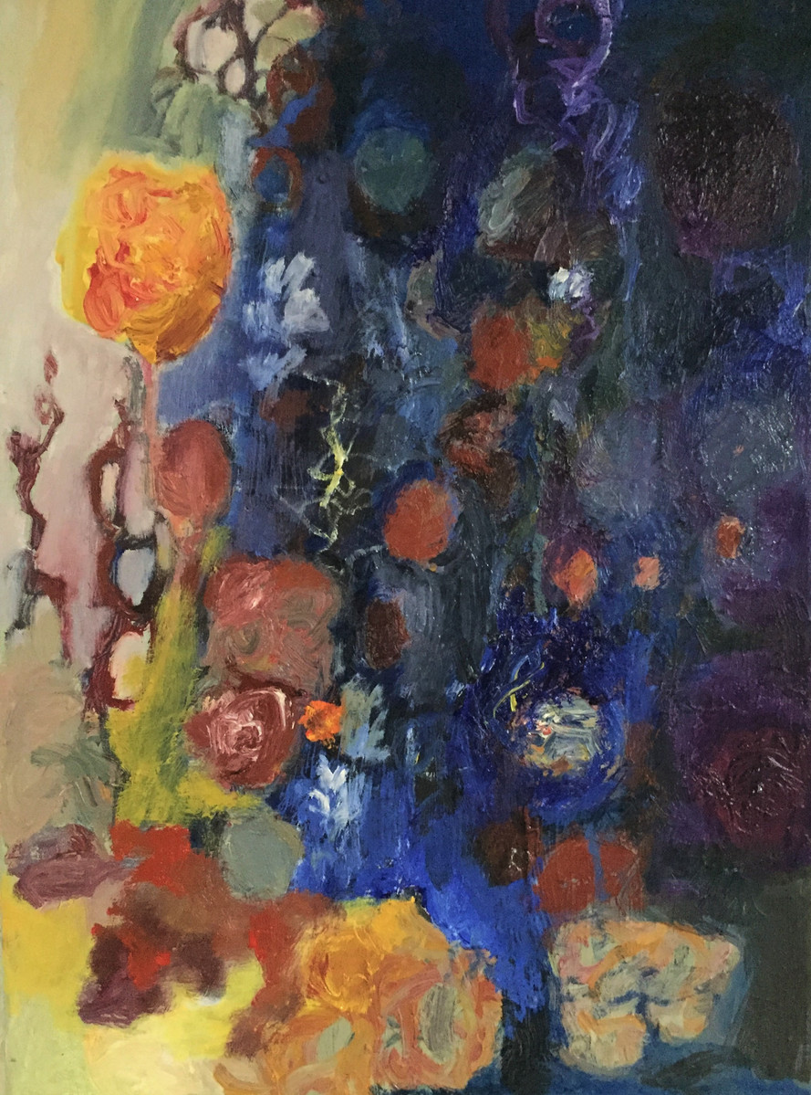 "Moon Flower" oil painting  by Irma Hameri inspired of full moon.