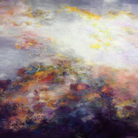 Under the Same Sky, 150x200cm,  oil painting by Irma Hameri, inspired by pandemic and the world we share.