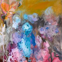 Blowing in the Wind,  200x110cm, oil painting on linen by Irma Hameri