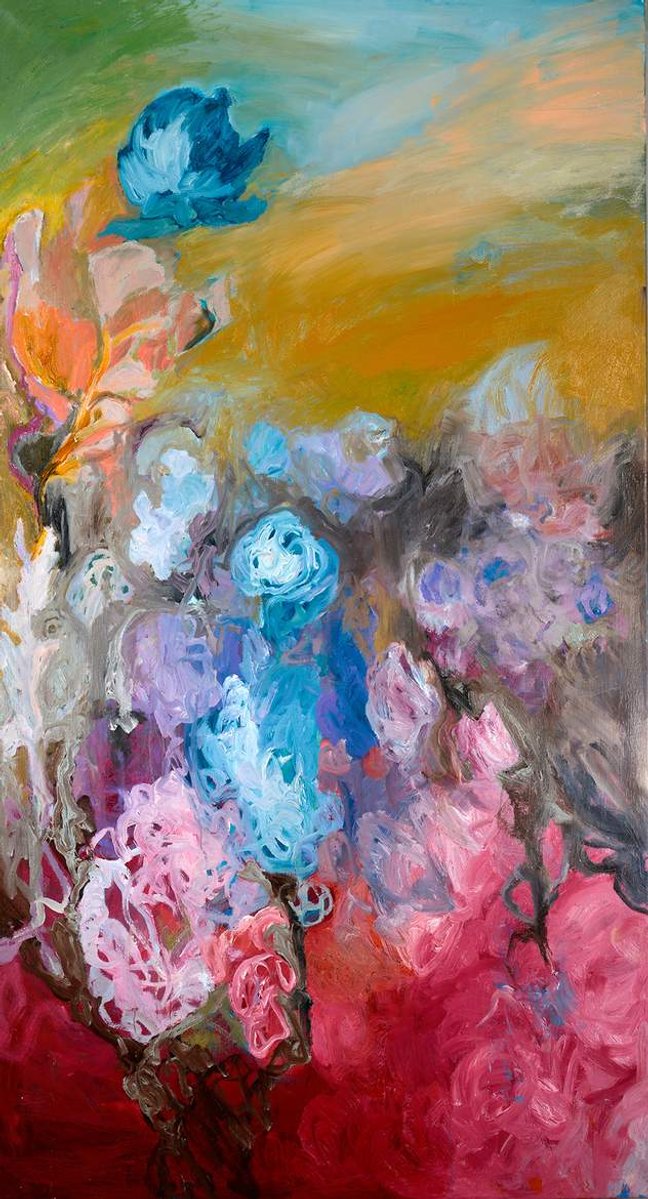 Blowing in the Wind,  200x110cm, oil painting on linen by Irma Hameri