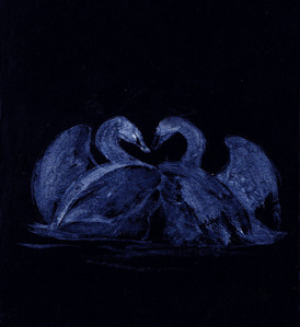 Swan Lake accordion, ink on cardstock.