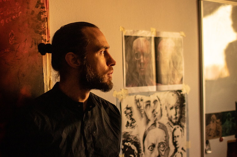 Valeriu Catalineanu in his painting studio in Bucharest