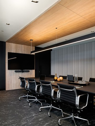 High-quality interior photography by a professional commercial photographer, showcasing a boardroom