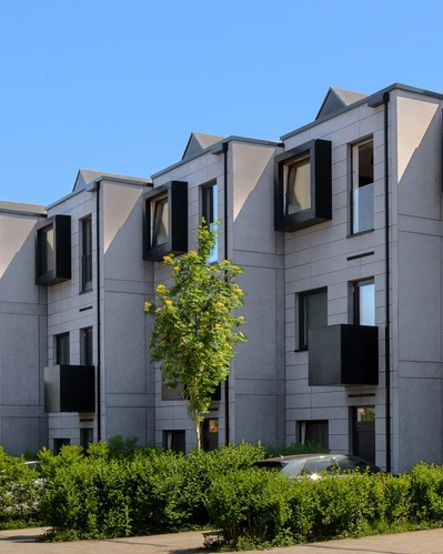 Stunning architectural photography of a housing development project, captured by a professional interior design and architectural photographer.