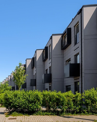 Stunning architectural photography of a housing development project, captured by a professional interior design and architectural photographer.