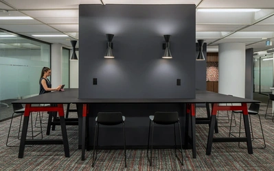 High-quality architectural photography by a professional interior photographer, showcasing commercial workplace design.