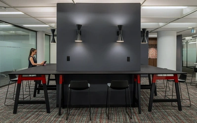 High-quality architectural photography by a professional interior photographer, showcasing commercial workplace design.