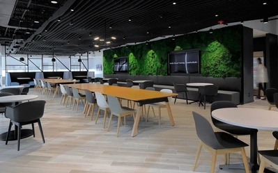 High-quality architectural photography by a professional interior photographer, showcasing workplace and office design.