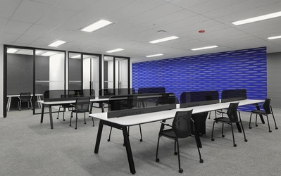 High-quality architectural photography by a professional interior photographer, showcasing office design.