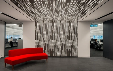 High-quality architectural photography by a professional interior photographer, showcasing commercial workplace design.