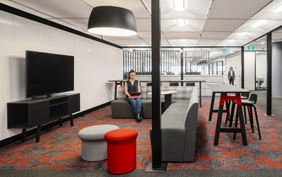 High-quality architectural photography by a professional interior photographer, showcasing workplace and office design.