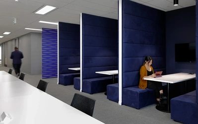 High-quality architectural photography by a professional interior photographer, showcasing office design.
